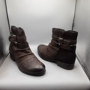 Miz Mooz Scarborough Boots Women's 7.5-8W EU38W Brown Ash Leather Ankle